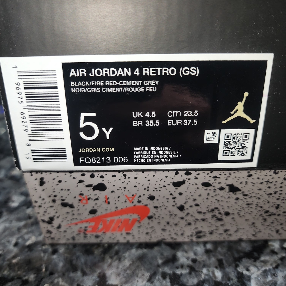 Jordan 4 Retro GS Black and Fire Red
